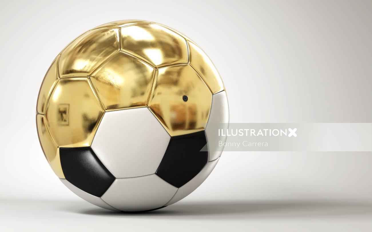 ゴールドフットボールの3Dデザイン