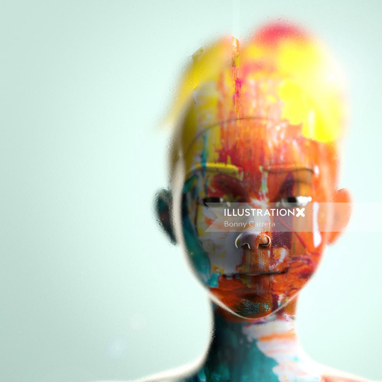 3d illustration of human with colors
