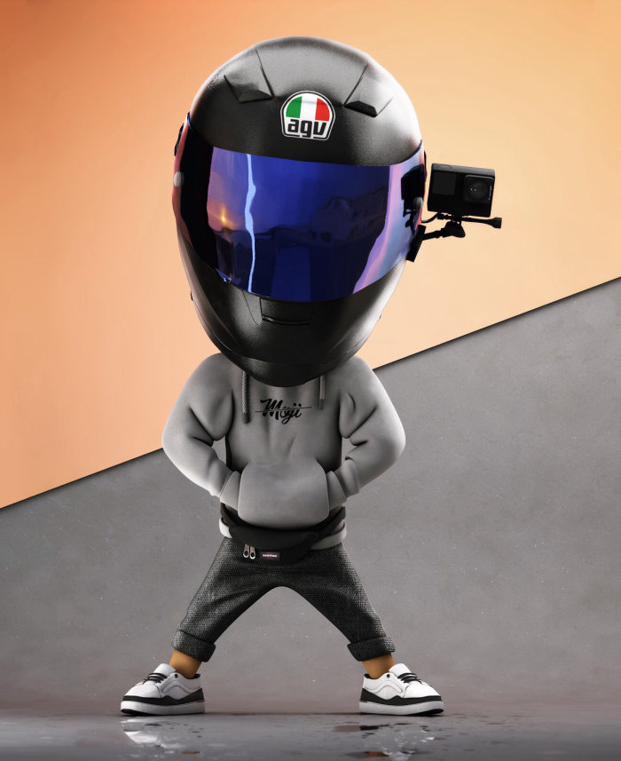 Homem 3D com capacete