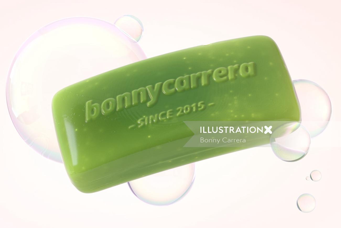 Photorealistic graphic design of soap
