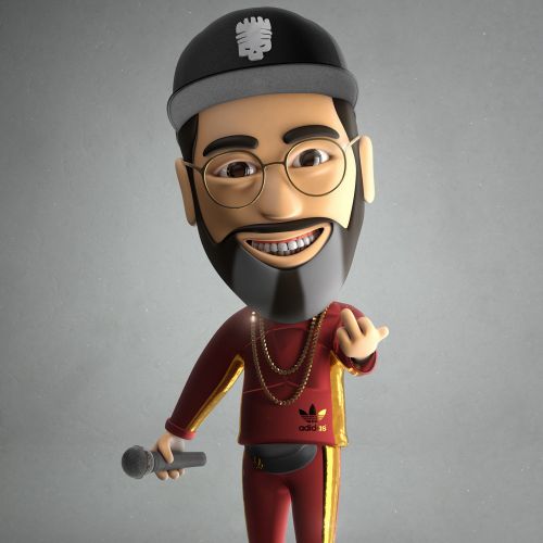 3d addidas character with mic
