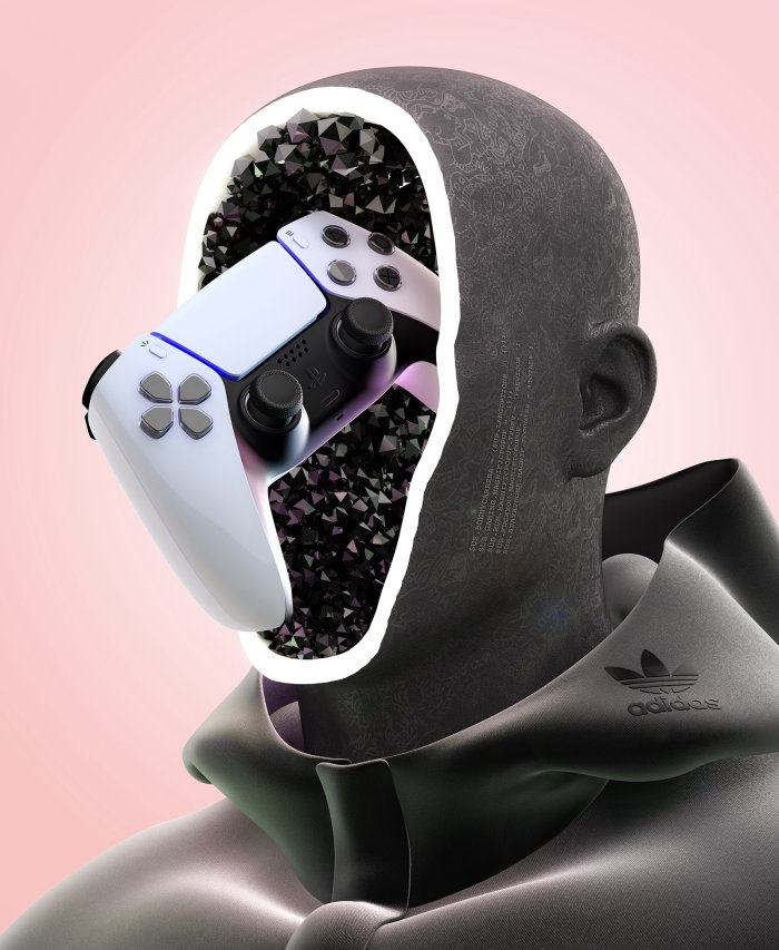 3d cgi rendering joystick face
