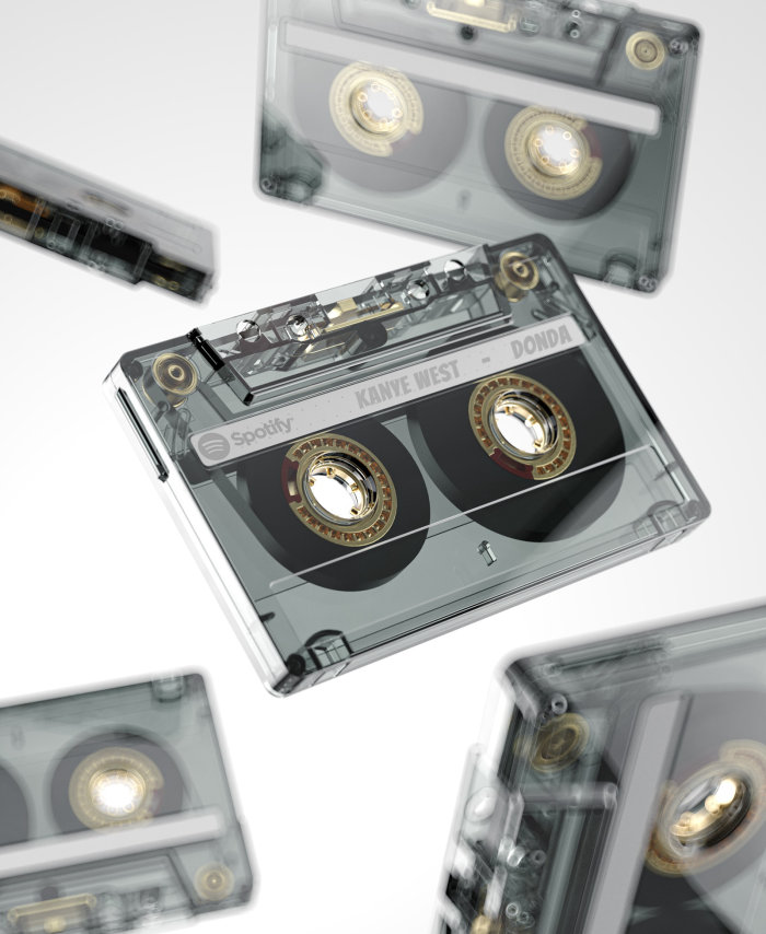 Desenho 3D de cassetes de música