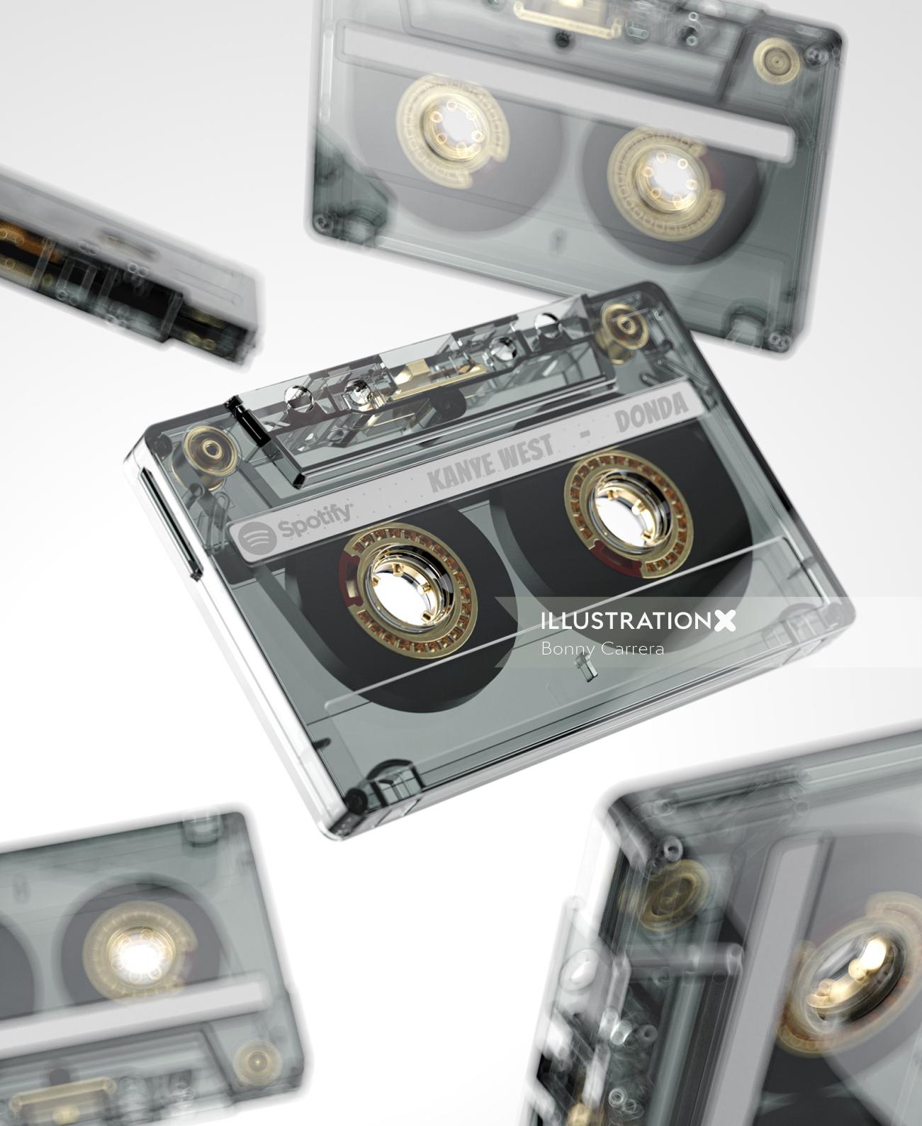 3d design of music cassetes