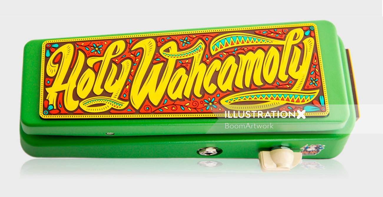 Obra de arte tipográfica Holy Wahcamoly para pedal Wah