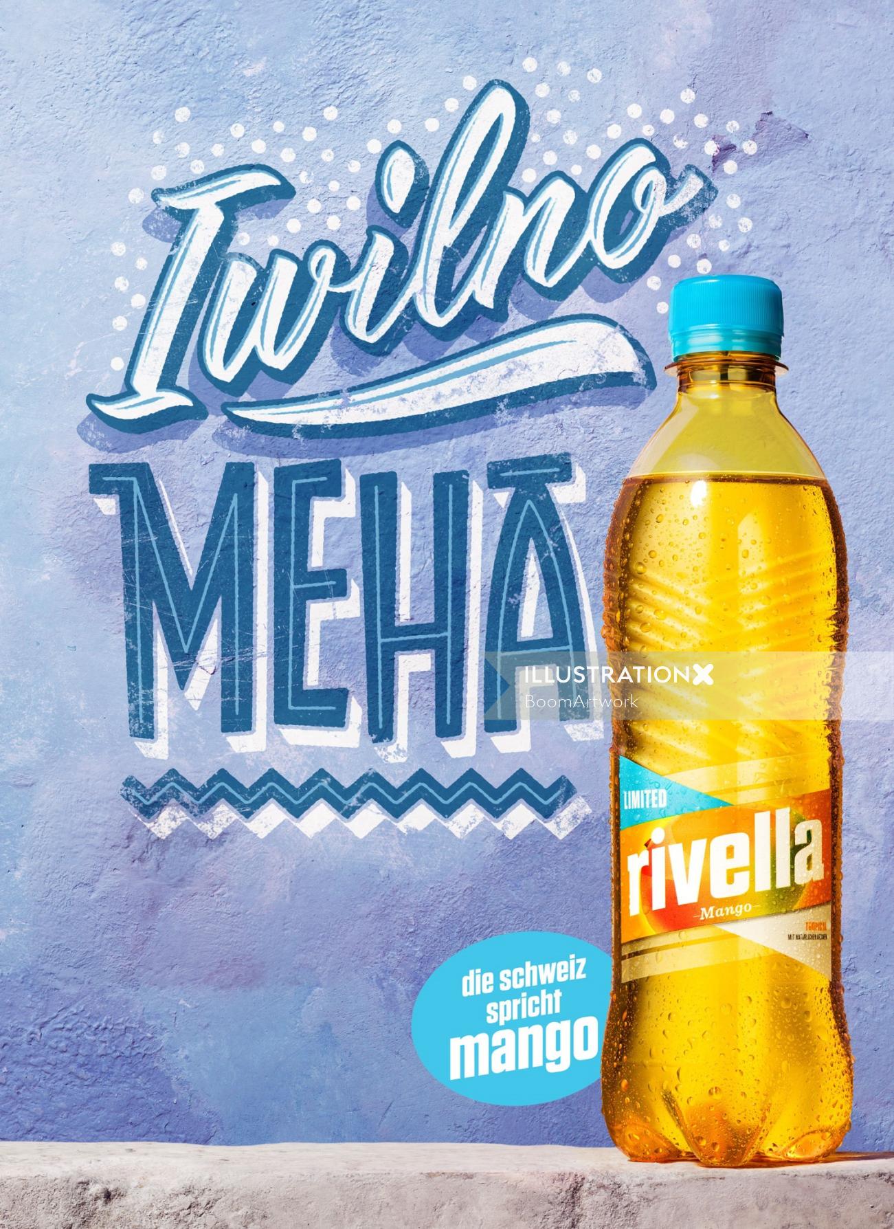 Lettering Illustration Of Rivella Meha Mango