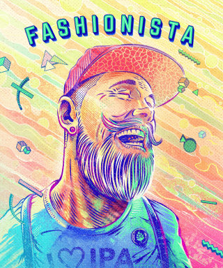 Ilustración de retrato de hipster riendo