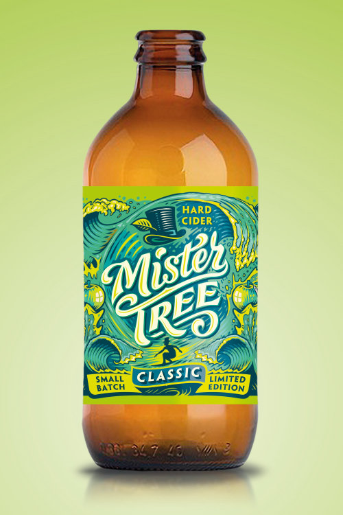 Graphic design of mister tree label 
