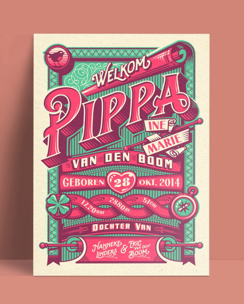Cartão gráfico de anúncio de aniversário pippa