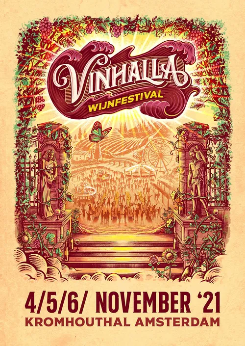 Poster illustration for wine festival Vinhalla