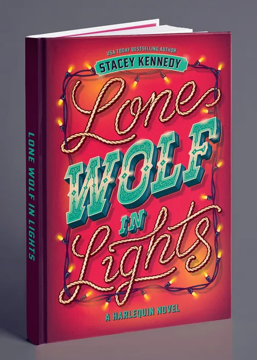 Book cover illustration for Stacey Kennedy's Lone Wolf in Lights