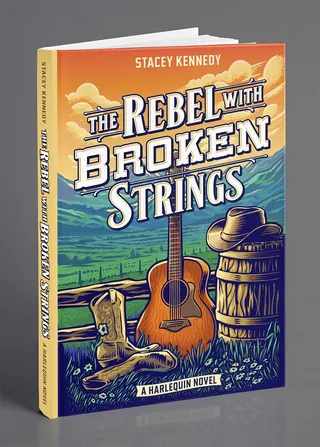 Book cover of The Rebel with Broken Strings with guitar and cowboy hat