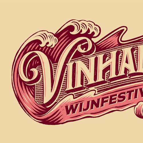 Schriftzug-Logo des Vinhalla-Weinfestivals mit dekorativem Wellenmuster von BoomArtwork