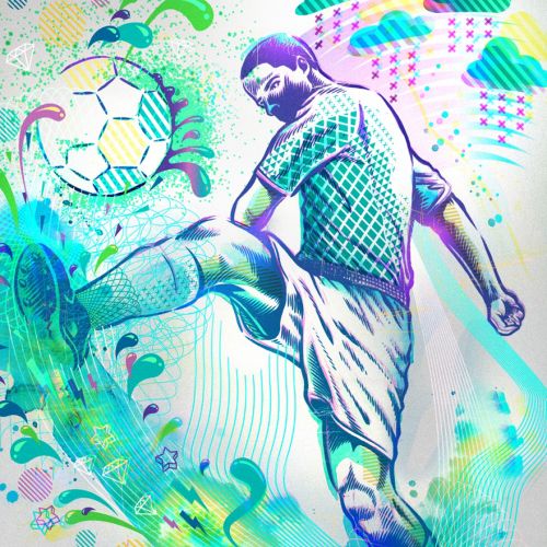 Illustration of a football player for Digital Arts Magazine