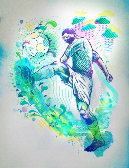 Ilustración de un jugador de fútbol para la revista Digital Arts