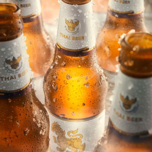 retouch packaging photography Thai Beer bottles
