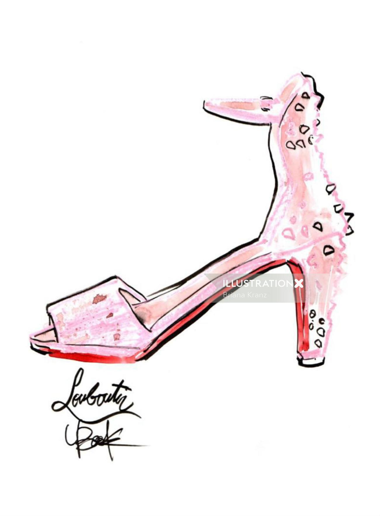 Louboutin鞋的水彩素描