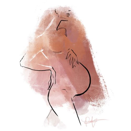 Minimalist line drawing of pregnant woman by Briana Kranz