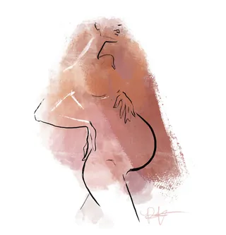 Minimalist line drawing of pregnant woman by Briana Kranz
