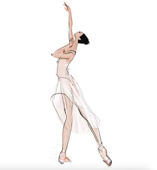 Sketch of ballerina dancing on pointe by Briana Kranz