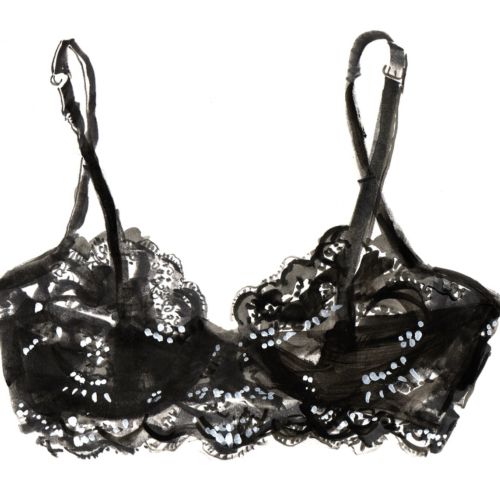 Black lace bralette with floral patterns by Briana Kranz