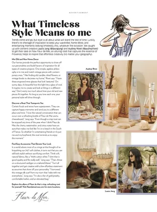 Magazine article titled What Timeless Style Means to me by Briana Kranz