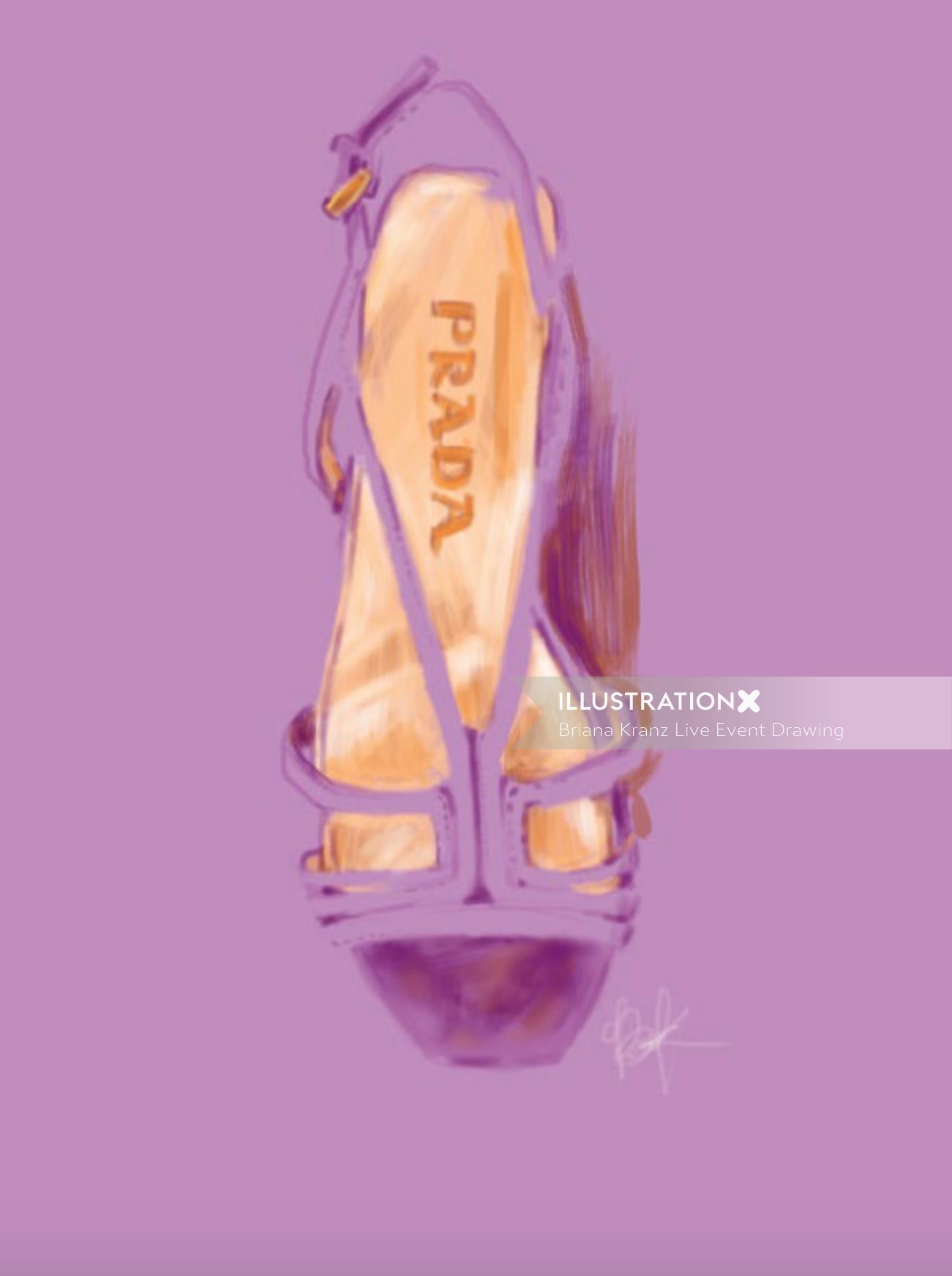 Prada women's shoe - watercolour art