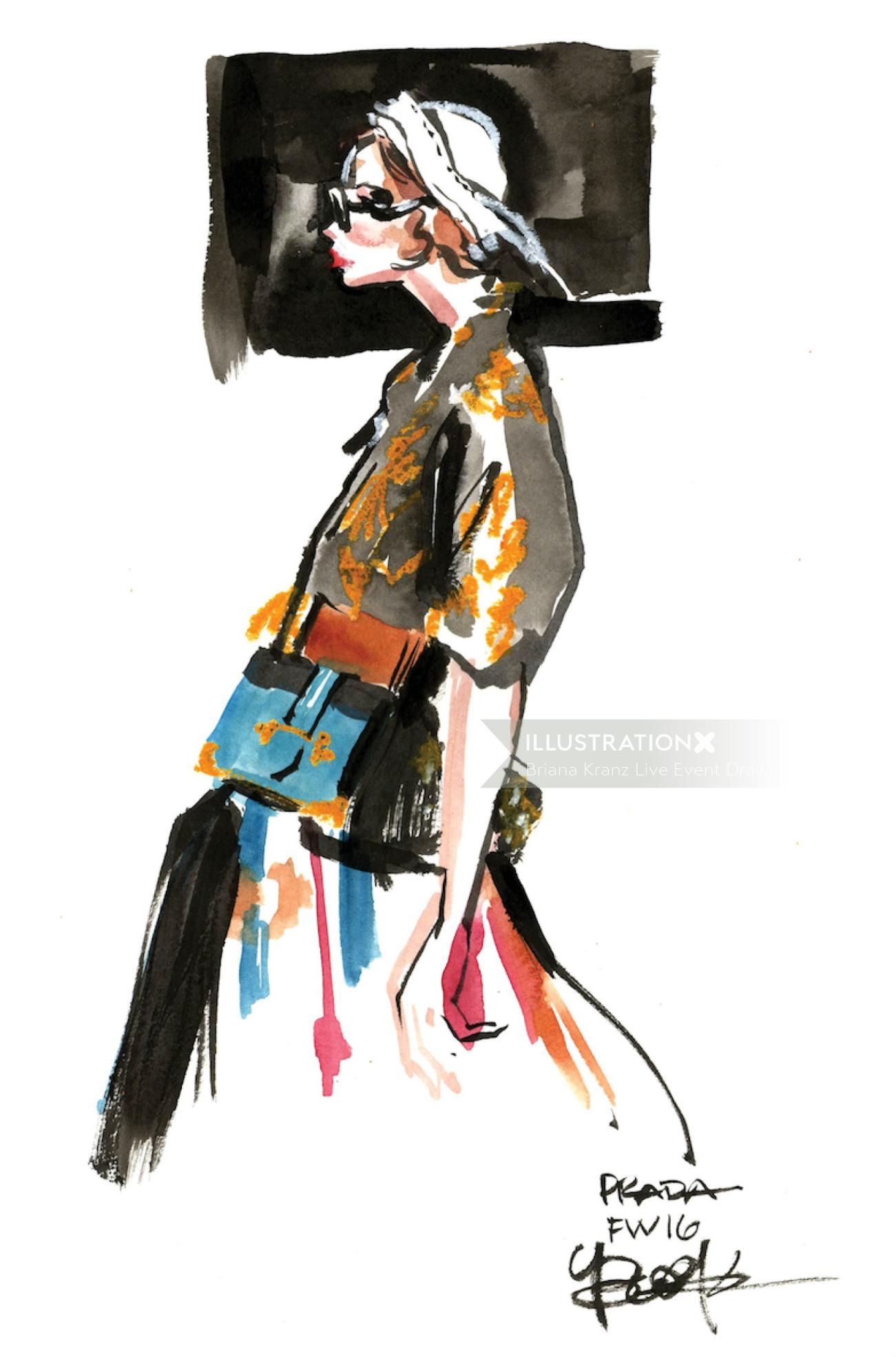 Watercolour fashion illustration of a woman