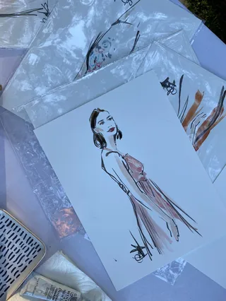 Fashion illustration of woman in dress by Briana Kranz