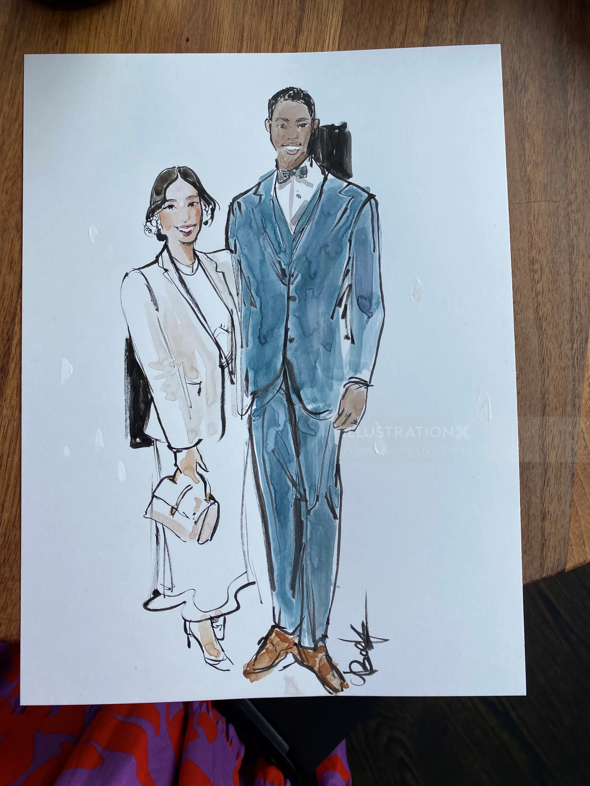 Drawing of a man and woman in formal clothing by Briana Kranz