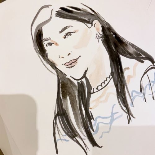 Minimalist black ink portrait of a woman by Briana Kranz