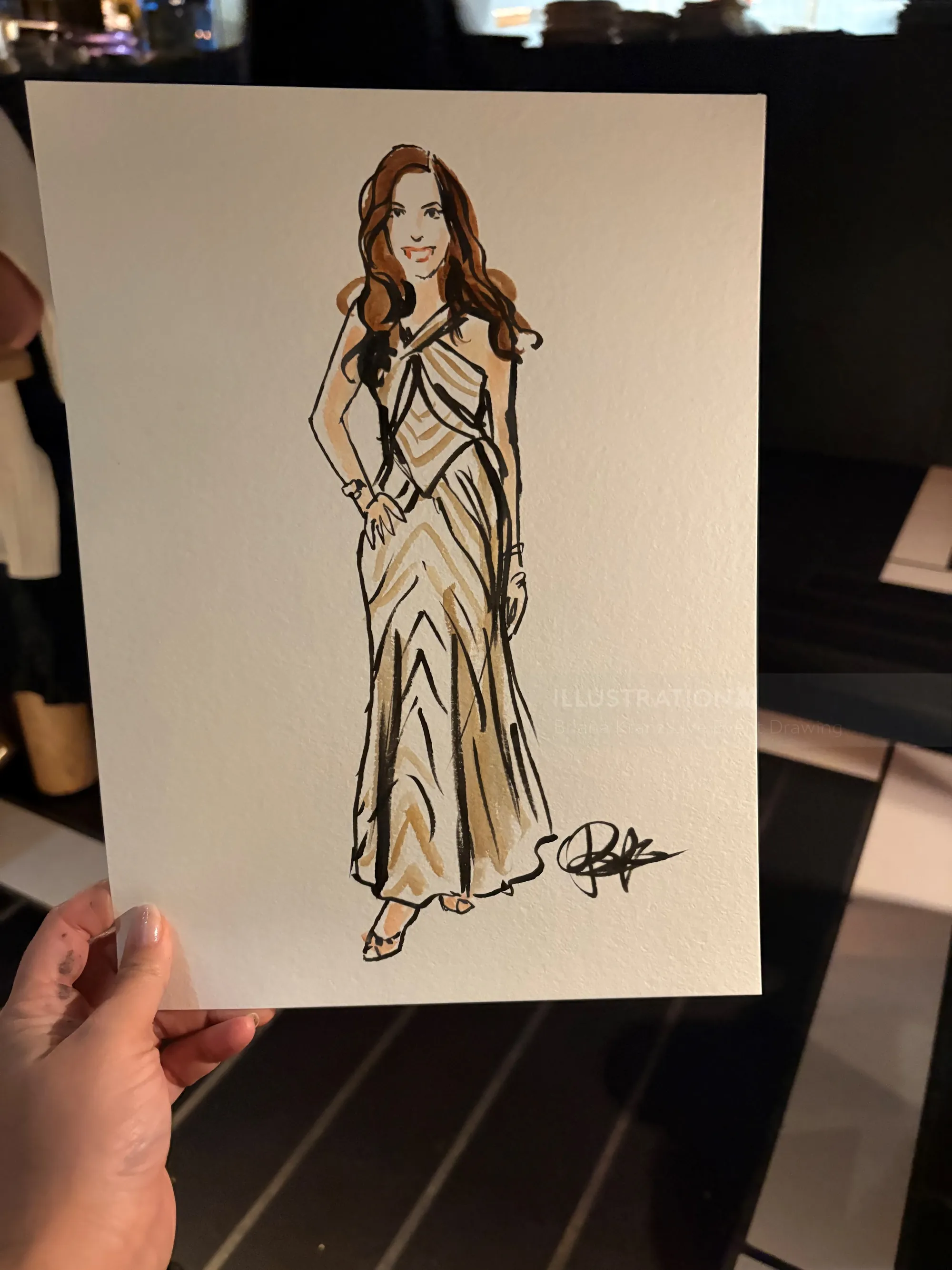 Fashion gown illustration by Briana Kranz Live Event Drawing