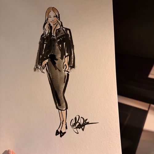 Fashion figure sketch by Briana Kranz Live Event Drawing