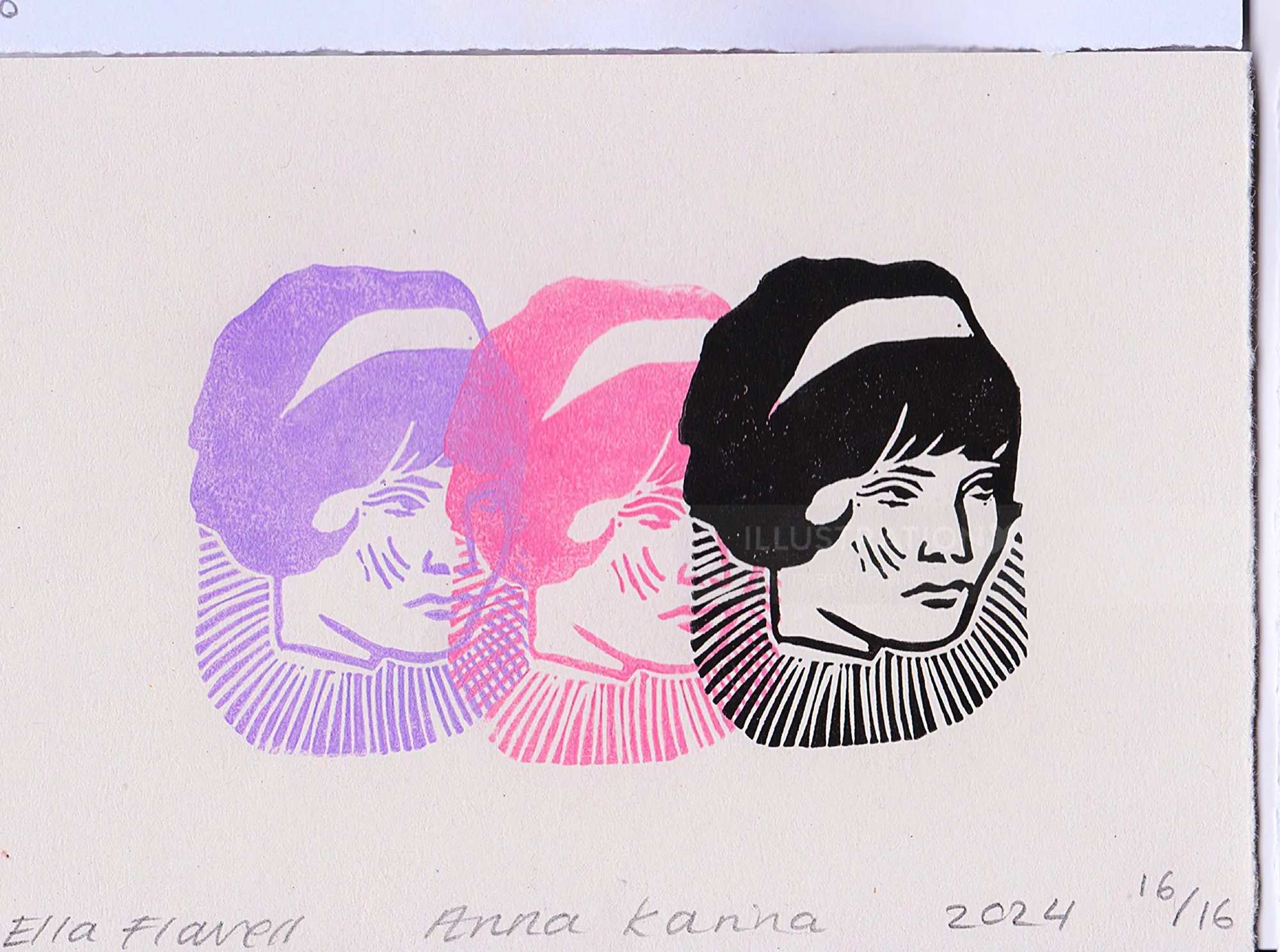 Linocut portrait of Anna Karina by Burin and Plate