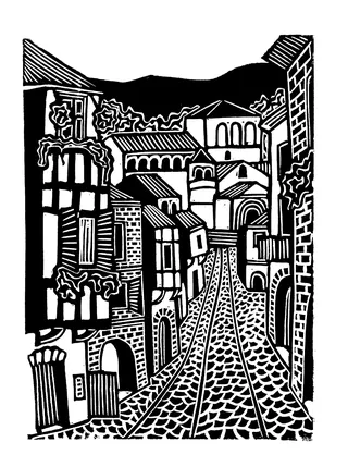 サンティジャーナ・デル・マールの風景画 (版画) サンティジャーナ