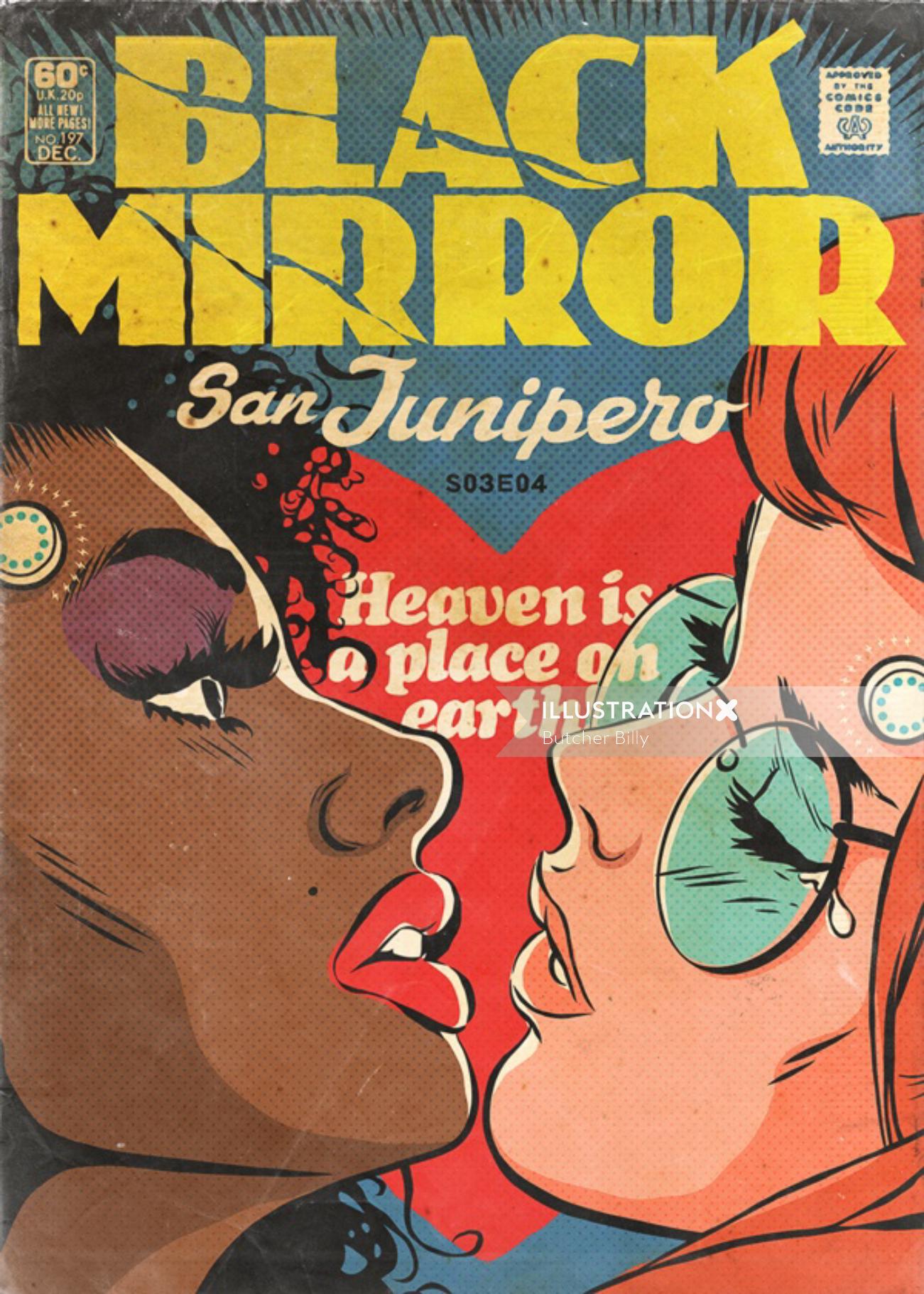 Black Mirror comic book cover illustration