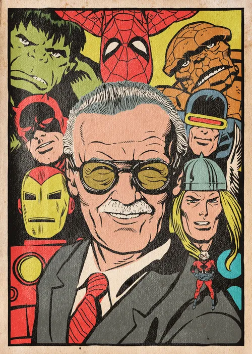 Comic panels telling the biography of Stan Lee 