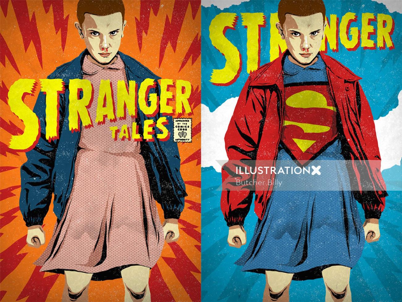 Stranger Things series with the Superman logo illustration