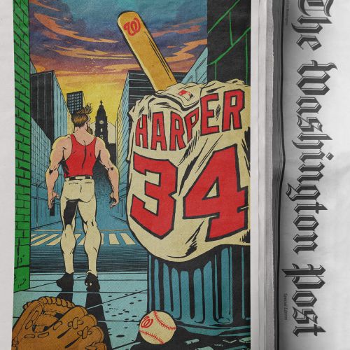 Baseball player illustration for washington post