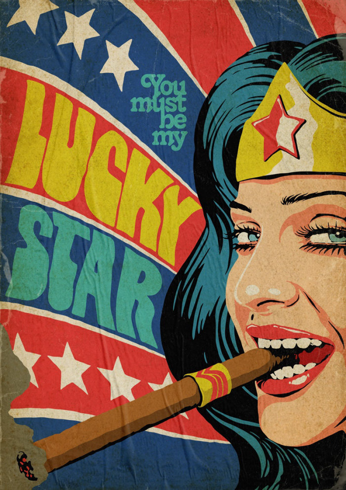 Artwork featuring Madonna as Wonder Woman
