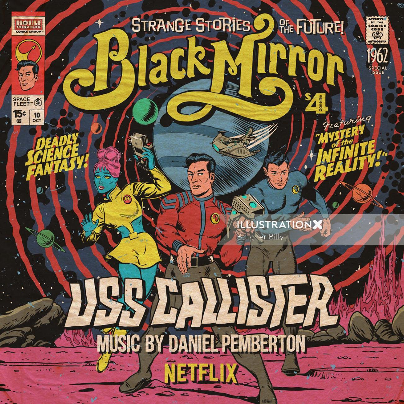 ブラック・ミラー: USS カリスター コミック スタイル アルバム カバー
