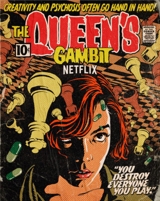 Cartaz publicitário de O Gambito da Rainha