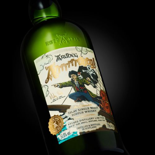 Limited-edition Ardbeg Scotch whisky with a distinctive label