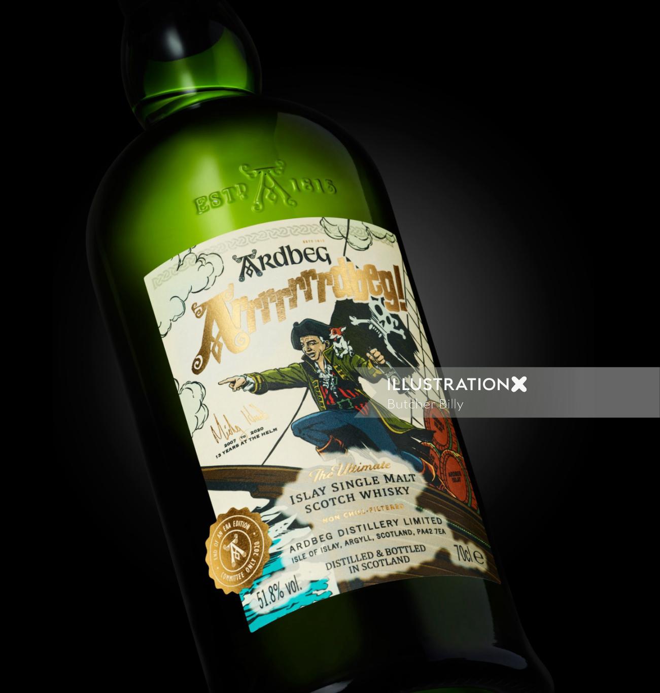 Limited-edition Ardbeg Scotch whisky with a distinctive label