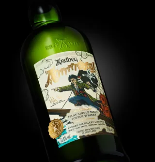 Limited-edition Ardbeg Scotch whisky with a distinctive label