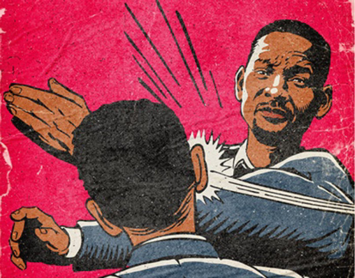 A ilustração cômica de Chris Rock foi esbofeteada por Will Smith no Oscar