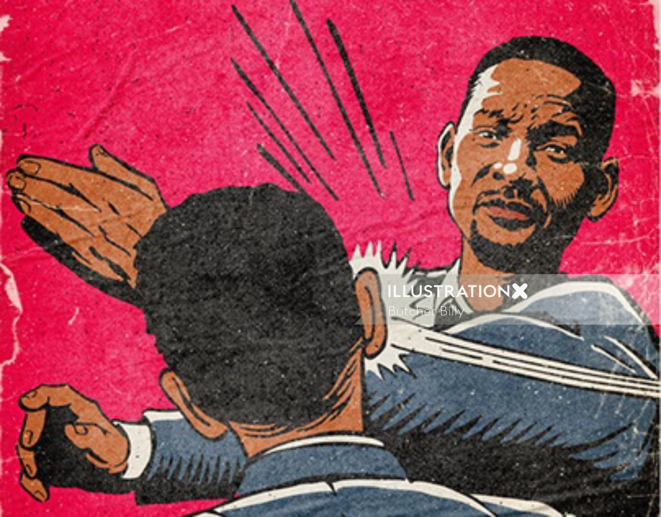 The comic illustration of Chris Rock was slapped by Will Smith at the Oscars