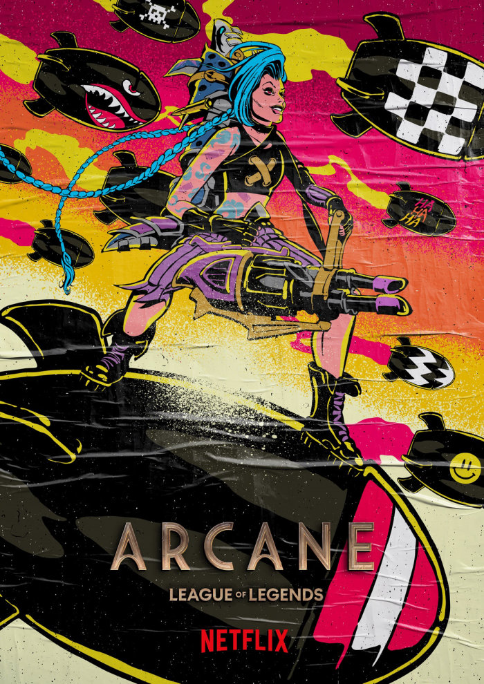 Design de cartaz publicitário do Arcane da Netflix