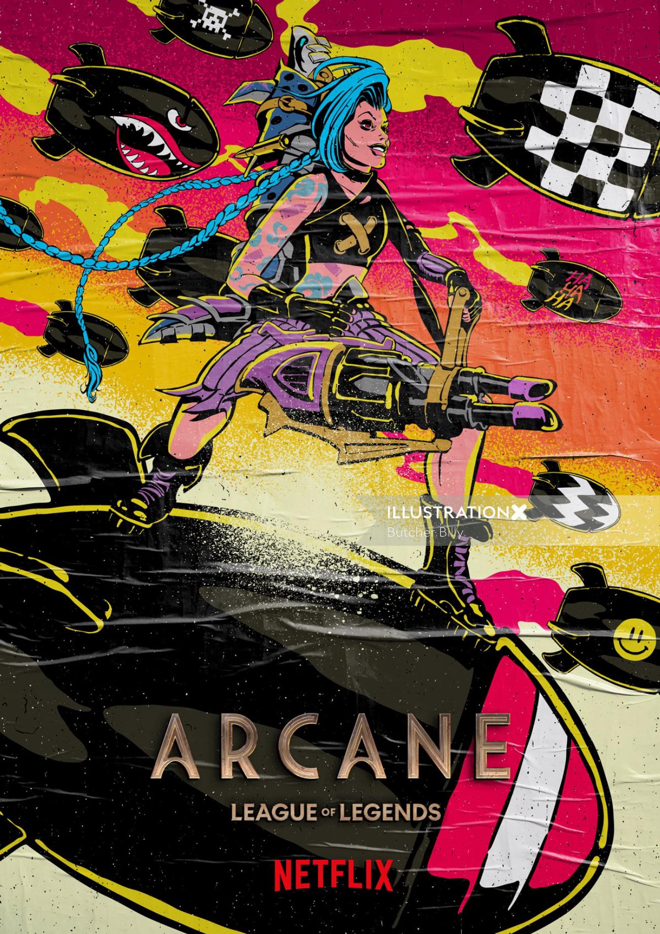 Advertising poster design of Netflix's Arcane