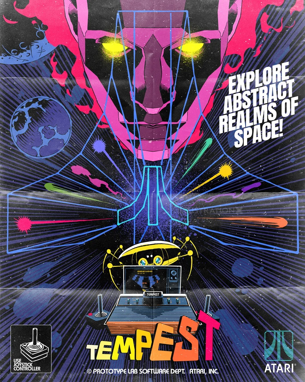 Tempest arcade game cover with abstract space design by Butcher Billy